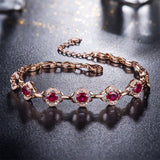 18Kt Rose Gold 1.66 ct Ruby Bracelet with Natural Diamonds