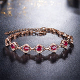 18Kt Rose Gold 1.66 ct Ruby Bracelet with Natural Diamonds