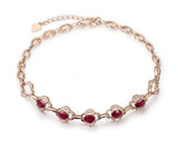18Kt Rose Gold 1.66 ct Ruby Bracelet with Natural Diamonds