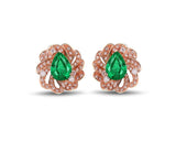 18Kt Rose Gold 1.68 ct Emerald Earrings with Diamonds