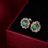 18Kt Rose Gold 1.68 ct Emerald Earrings with Diamonds