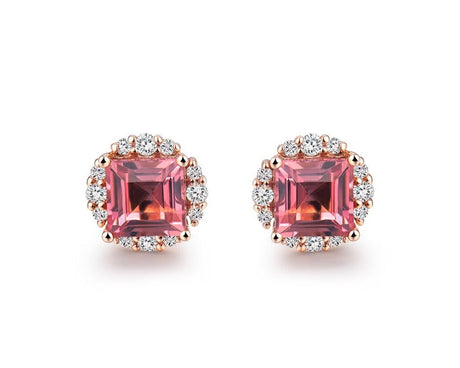18kt Rose Gold 1.86ct Tourmaline Earrings with Diamonds
