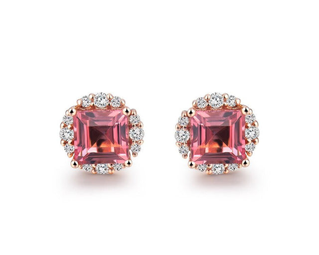 18kt Rose Gold 1.86ct Tourmaline Earrings with Diamonds