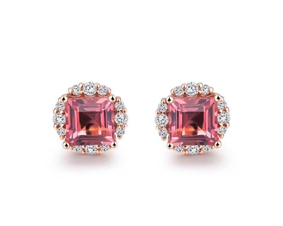 18kt Rose Gold 1.86ct Tourmaline Earrings with Diamonds