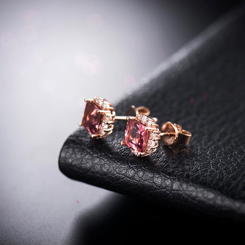 18kt Rose Gold 1.86ct Tourmaline Earrings with Diamonds
