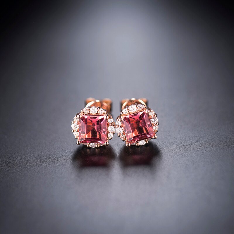 18kt Rose Gold 1.86ct Tourmaline Earrings with Diamonds