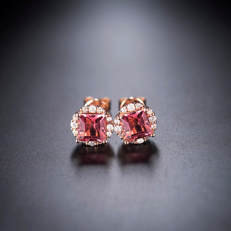 18kt Rose Gold 1.86ct Tourmaline Earrings with Diamonds