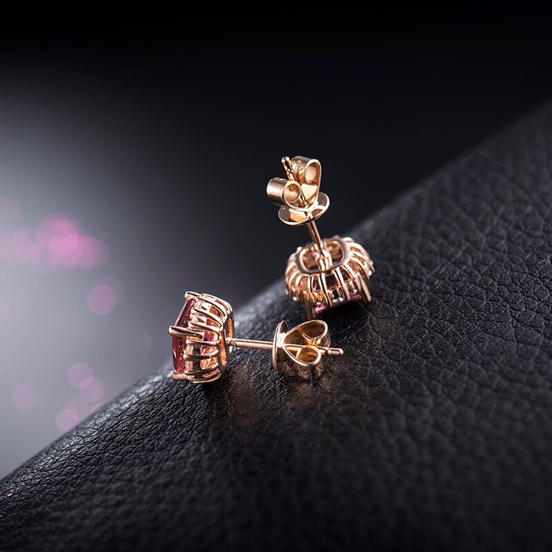 18kt Rose Gold 1.86ct Tourmaline Earrings with Diamonds
