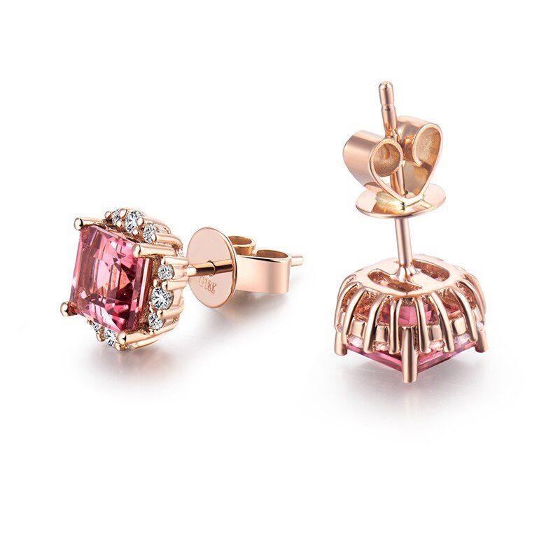 18kt Rose Gold 1.86ct Tourmaline Earrings with Diamonds