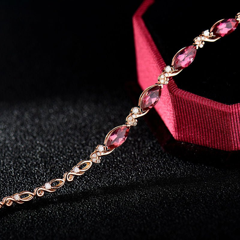 18Kt Rose Gold 3.05ct Pink Tourmaline Bracelet with Diamonds