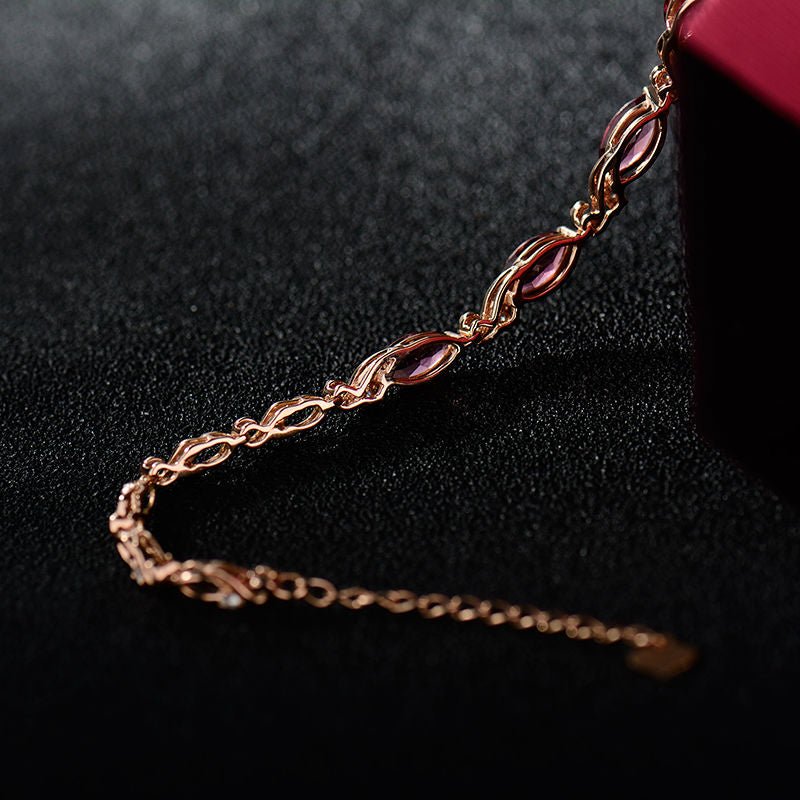 18Kt Rose Gold 3.05ct Pink Tourmaline Bracelet with Diamonds