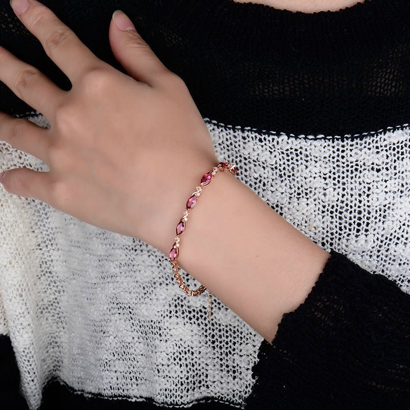 18Kt Rose Gold 3.05ct Pink Tourmaline Bracelet with Diamonds