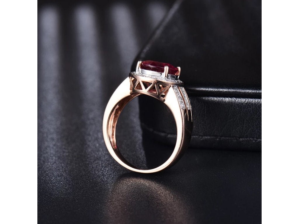 18kt Rose Gold 4.60ct Diamond & 4.34ct Natural Ruby Ring