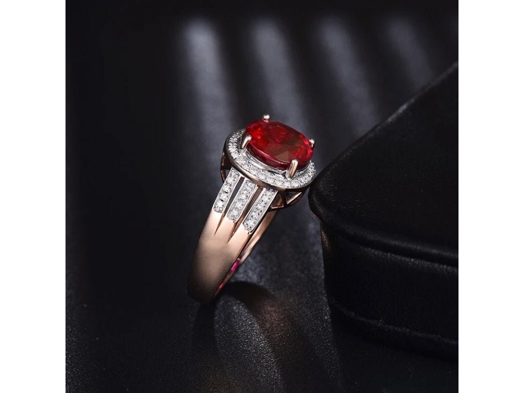 18kt Rose Gold 4.60ct Diamond & 4.34ct Natural Ruby Ring