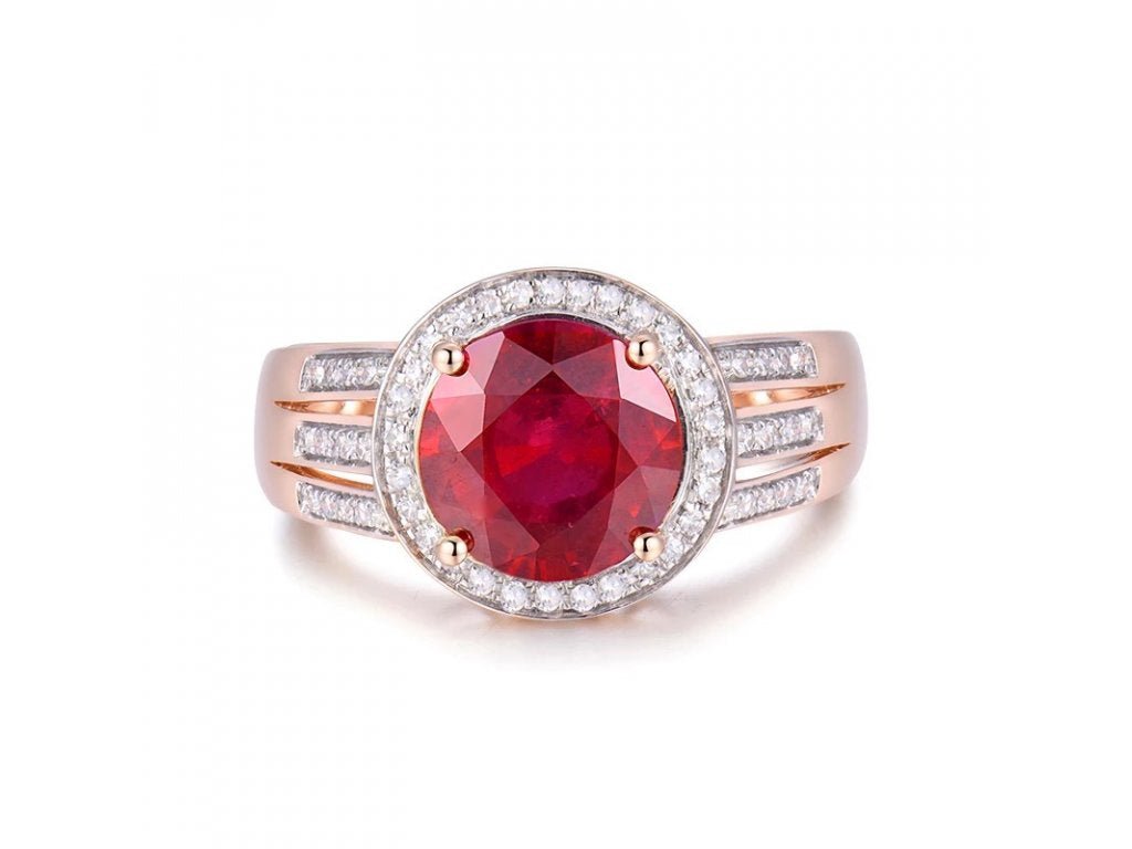 18kt Rose Gold 4.60ct Diamond & 4.34ct Natural Ruby Ring