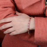 18Kt Rose Gold 5.04 ct Pink Tourmaline Bracelet with Diamonds