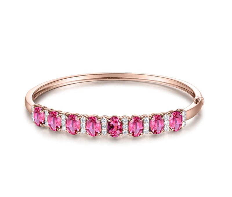 18Kt Rose Gold 5.87 ct Red Tourmaline Bracelet with Diamonds 0.64 ct