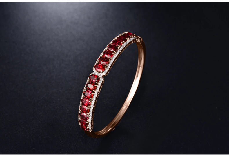 18Kt Rose Gold 8.00 ct Ruby Bracelet with Diamond