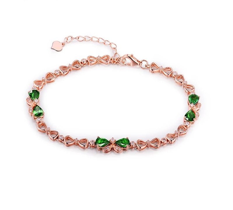 18kt Rose Gold Bracelet with Tsavorite & Diamonds – Pear Cut