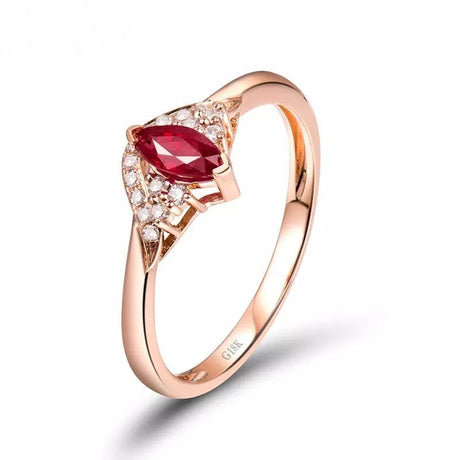 18Kt Rose Gold Diamond & 0.35 ct Ruby Ring