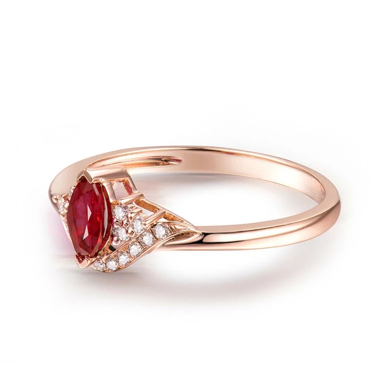 18Kt Rose Gold Diamond & 0.35 ct Ruby Ring