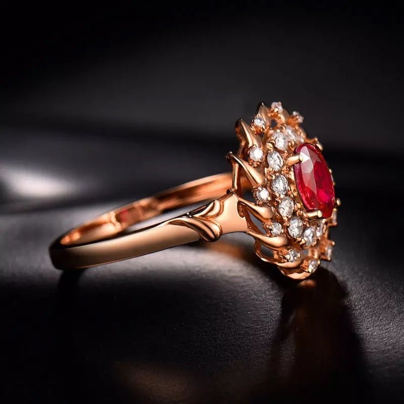 18Kt Rose Gold Diamond 0.55 ct Ruby Ring