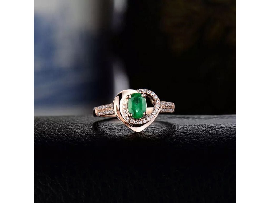 18Kt Rose Gold Diamond 0.55ct Emerald Ring