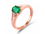 18Kt Rose Gold Diamond 0.55ct Emerald Ring