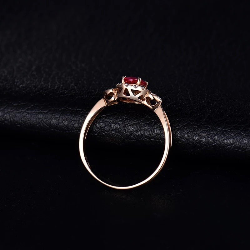 18Kt Rose Gold Diamond & 0.57 ct Ruby Ring