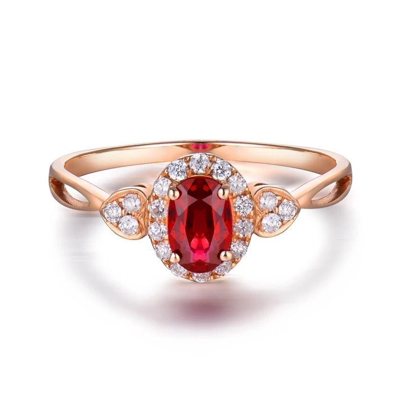 18Kt Rose Gold Diamond & 0.57 ct Ruby Ring