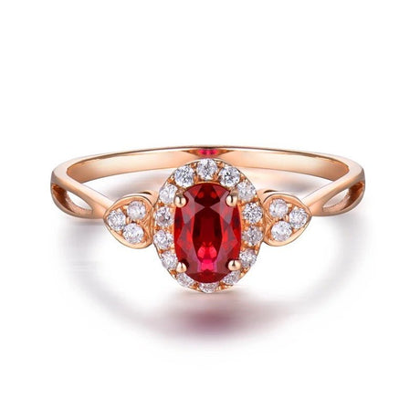 18Kt Rose Gold Diamond & 0.57 ct Ruby Ring