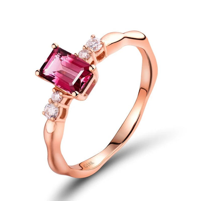 18Kt Rose Gold Diamond & 0.66ct Pink Tourmaline Ring