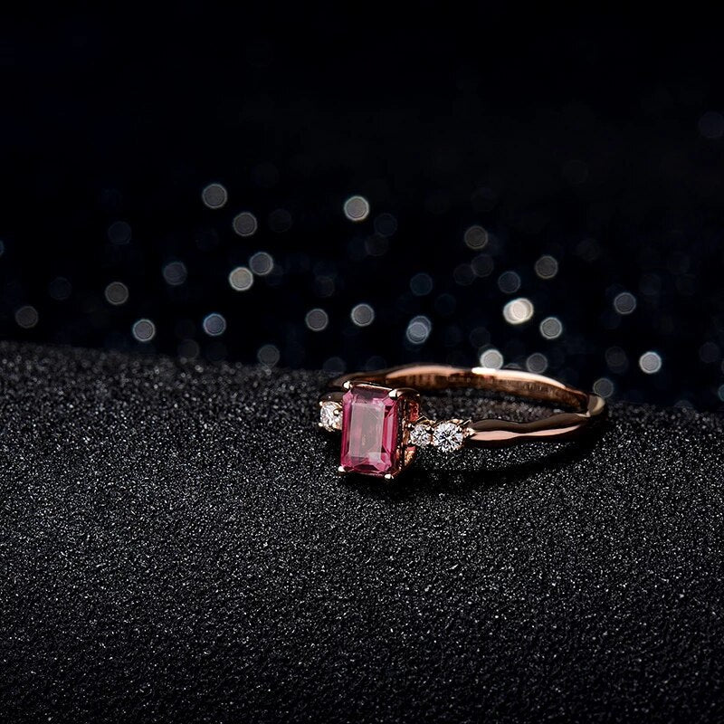18Kt Rose Gold Diamond & 0.66ct Pink Tourmaline Ring