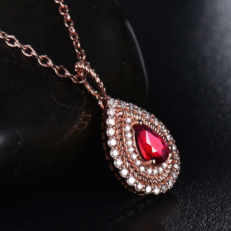 18Kt Rose Gold Diamond 0.67 ct Ruby Pendant