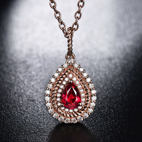 18Kt Rose Gold Diamond 0.67 ct Ruby Pendant