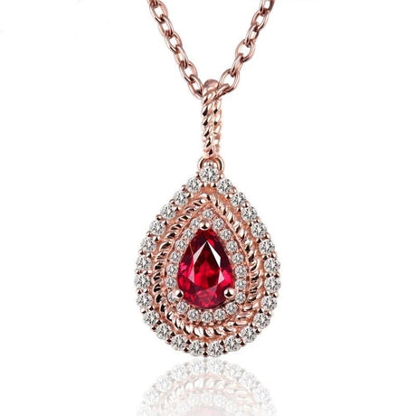 18Kt Rose Gold Diamond 0.67 ct Ruby Pendant
