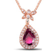 18Kt Rose Gold Diamond 0.90 ct Pink Tourmaline Gemstone Pendant