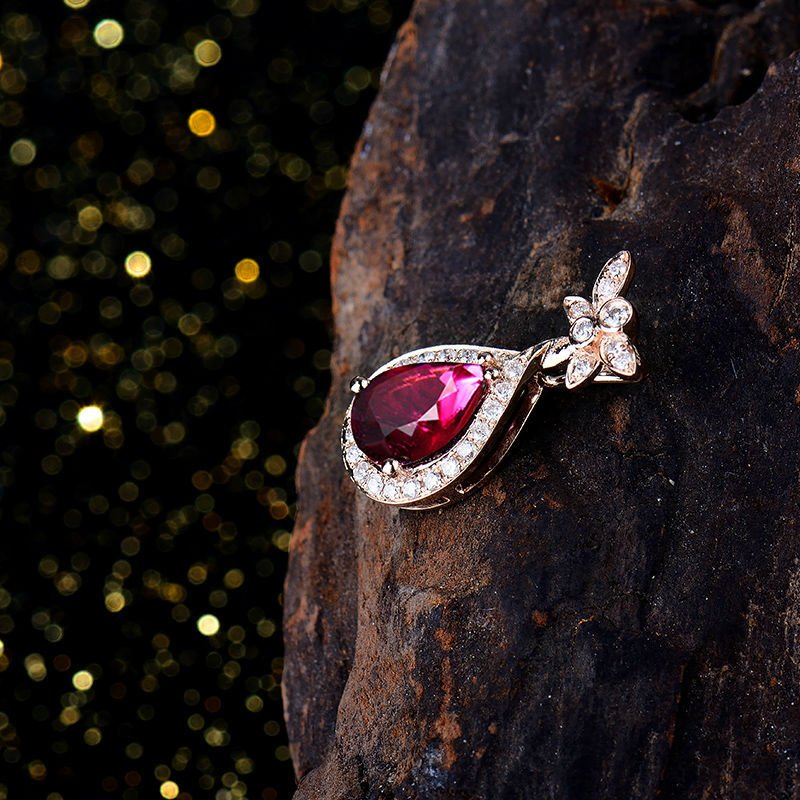 18Kt Rose Gold Diamond 0.90 ct Pink Tourmaline Gemstone Pendant