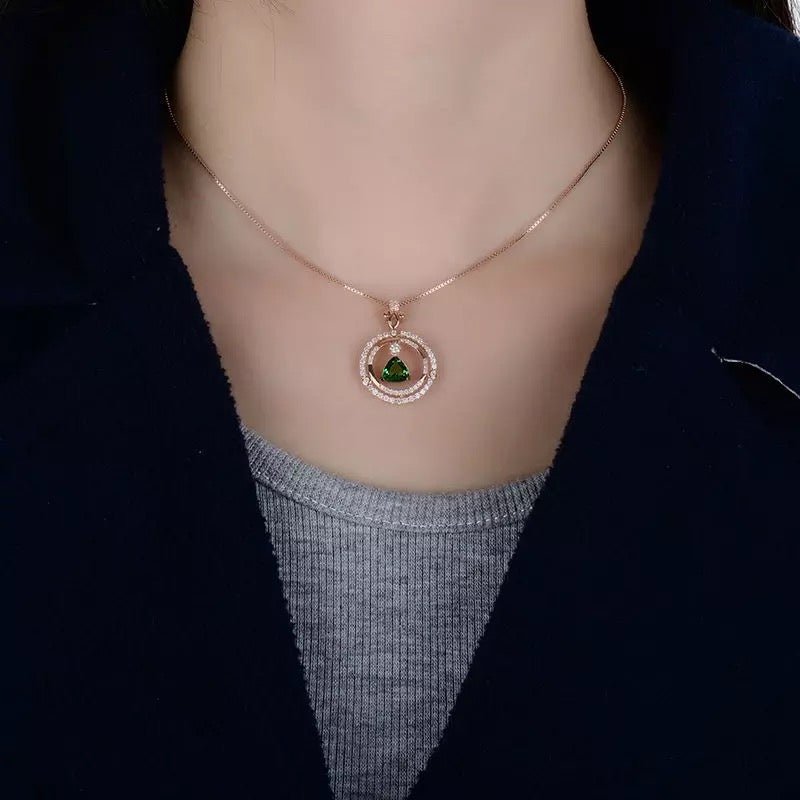 18Kt Rose Gold Diamond 1.03 ct Tsavorite Pendant