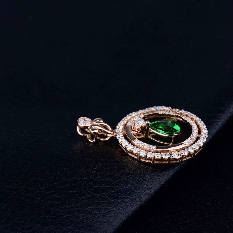 18Kt Rose Gold Diamond 1.03 ct Tsavorite Pendant