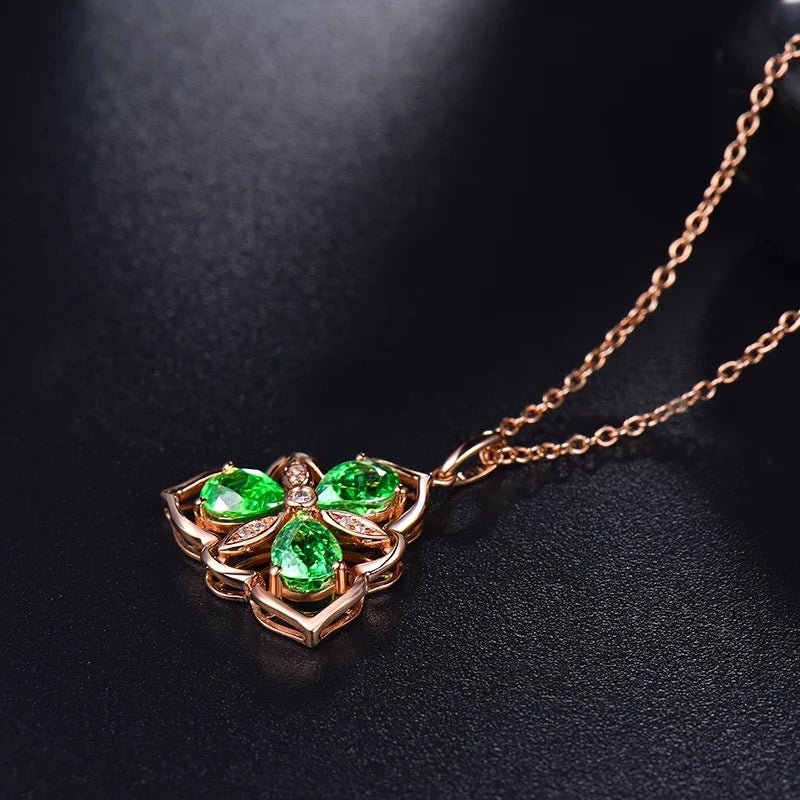 18Kt Rose Gold Diamond 1.09 ct Tsavorite Pendant