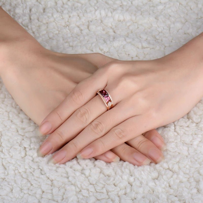 18kt Rose Gold Diamond & 1.15ct Tourmaline Ring