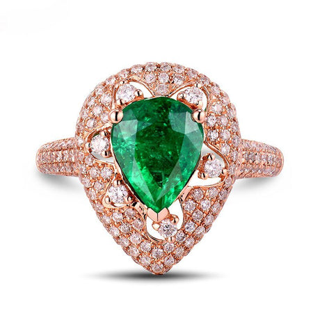 18Kt Rose Gold Diamond 1.67 ct Emerald Ring