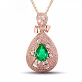 18Kt Rose Gold Diamond 1.68 ct Emerald Pendant