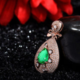 18Kt Rose Gold Diamond 1.68 ct Emerald Pendant
