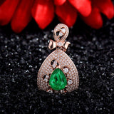 18Kt Rose Gold Diamond 1.68 ct Emerald Pendant