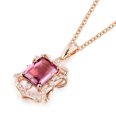 18Kt Rose Gold Natural Diamond 2.19 ct Tourmaline Pendant