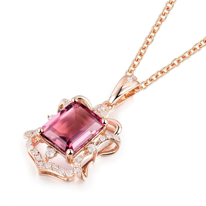 18Kt Rose Gold Natural Diamond 2.19 ct Tourmaline Pendant