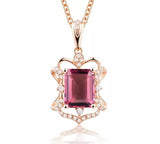 18Kt Rose Gold Natural Diamond 2.19 ct Tourmaline Pendant