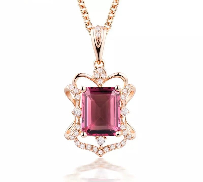 18Kt Rose Gold Natural Diamond 2.19 ct Tourmaline Pendant